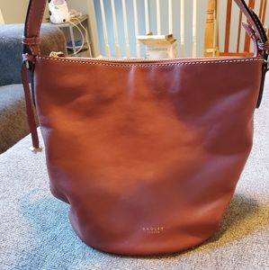 RADLEY LONDON Dove Road Bucket Brown Shoulder Bag Zip Top Leather Handbag